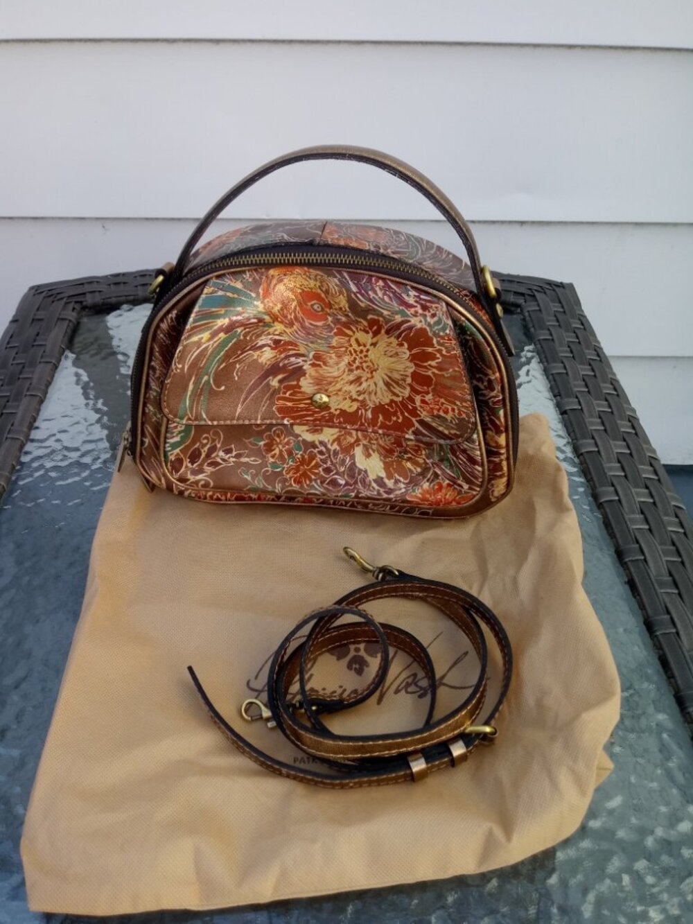 Patricia Nash Marta Top Handle Leather Crossbody  Floral